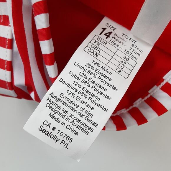 Seafolly Australia Riviera Stripe High Neck Bikini Set Womens 10 Nautical Summer - Picture 6 of 9